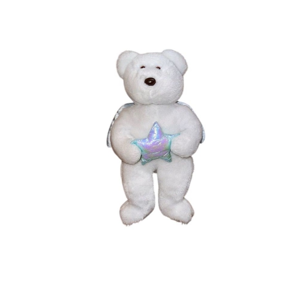 Ty Beanie Buddy Star Angel Bear Plush White w Wings & Star 2005‎ stuffed animal